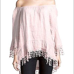 Saks Fifth Avenue Off The Shoulder Linen Top (S)